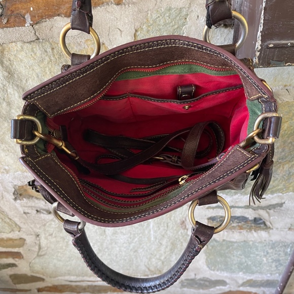 Dooney & Bourke Dark Brown Leather Florentine Tassel Handbag - Picture 10 of 13